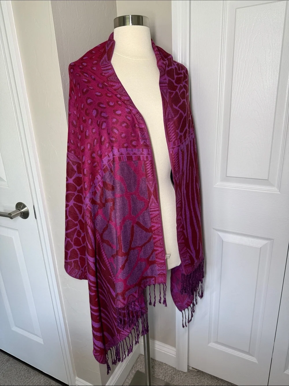 Collection 18 pink and purple pattern block animal print scarf/shawl